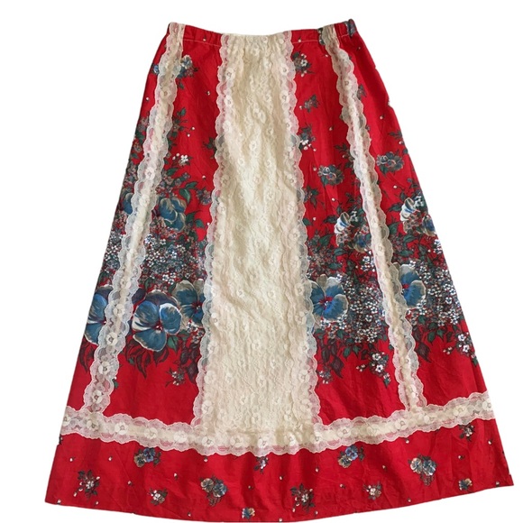 Tumbleweeds True Vintage Floral Lace Prairie Cottagecore Maxi Skirt - Picture 1 of 10
